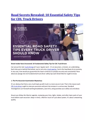 10 essential road safety tips every trcuk driver should know.