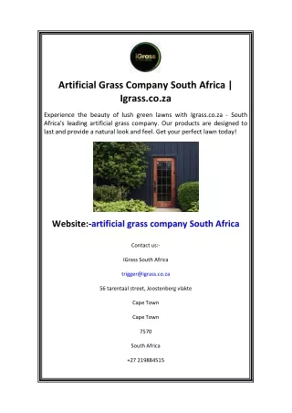 Artificial Grass Company South Africa  Igrass.co.za