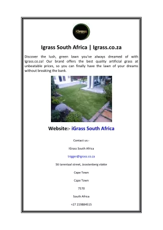 Igrass South Africa  Igrass.co.za