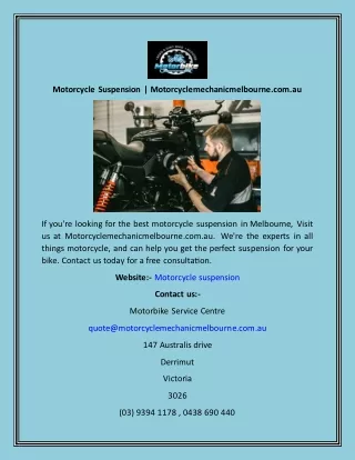 Motorcycle Suspension  Motorcyclemechanicmelbourne.com