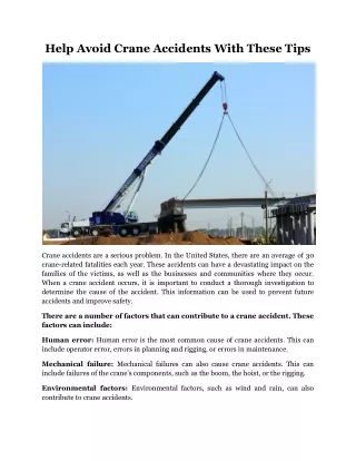 Help Avoid Crane Accidents With These Tips