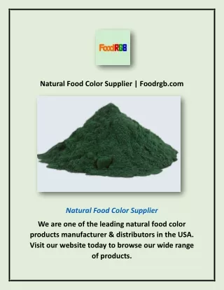 Natural Food Color Supplier | Foodrgb.com