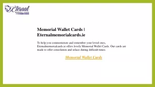 Memorial Wallet Cards  Eternalmemorialcards.ie