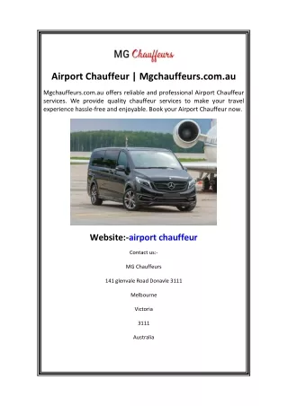 Airport Chauffeur  Mgchauffeurs.com.au