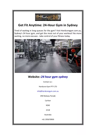 Get Fit Anytime 24-Hour Gym in Sydney