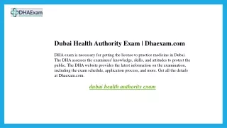 Dubai Health Authority Exam  Dhaexam.com