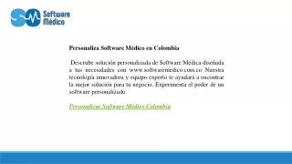 Personaliza Software Médico en Colombia