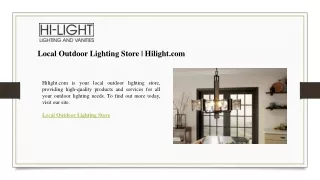 Local Outdoor Lighting Store  Hilight.com