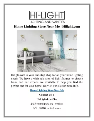 Home Lighting Store Near Me  Hilight