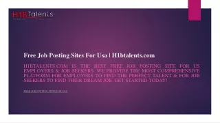 Free Job Posting Sites For Usa  H1btalents.com