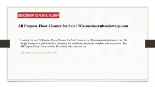 All Purpose Floor Cleaner for Sale  Wisconsinscrubandsweep.com