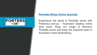 Penfolds Wines Online Australia  Porterslux.com.au