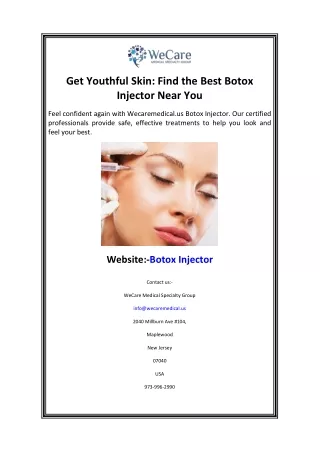 Get Youthful Skin Find the Best Botox Injector Near You