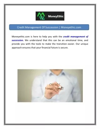 Credit Management Of Succession Moneyethic.com