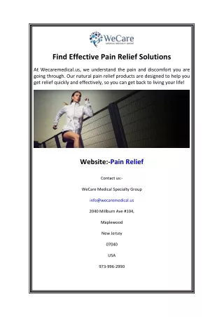 Find Effective Pain Relief Solutions