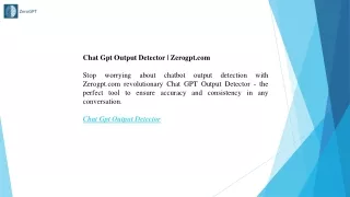 Chat Gpt Output Detector Zerogpt.com