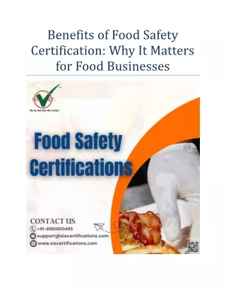 Benefits of Food Safety Certification: Why It Matters for Food Businesses