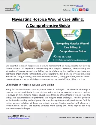 Navigating Hospice Wound Care Billing - A Comprehensive Guide