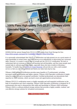 100% Pass High-quality 5V0-22.21 - VMware vSAN Specialist Boot Camp