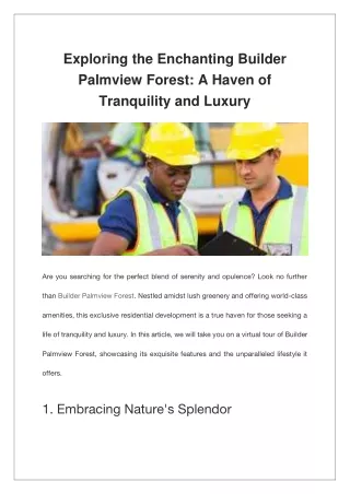 Exploring the Enchanting Builder Palmview Forest A Haven of Tranquility and Luxury