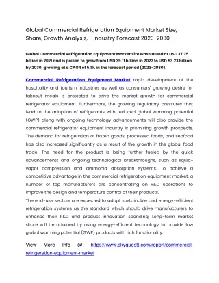 Global Commercial Refrigeration Equipment Market