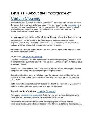 Let’s Talk About the Importance of Curtain Cleaning