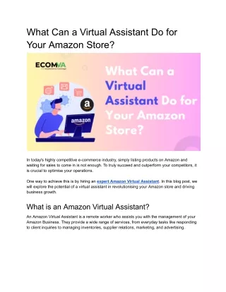 What Can a Virtual Assistant Do for Your Amazon Store?
