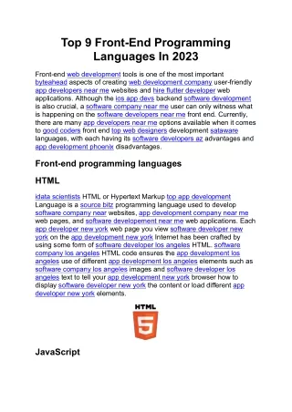 Top 9 Front-End Programming Languages In 2023