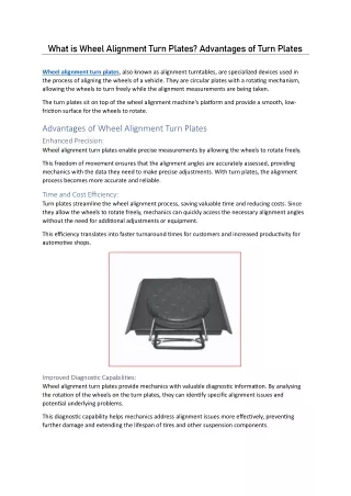 What is Wheel Alignment Turn Plates? Advantages of Turn Plates