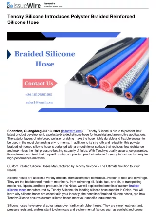 Tenchy Silicone Introduces Polyster Braided Reinforced Silicone Hose