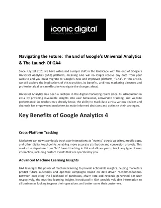 Navigating the Future The End of Google’s Universal Analytics & The Launch Of GA4 - Iconic Digital