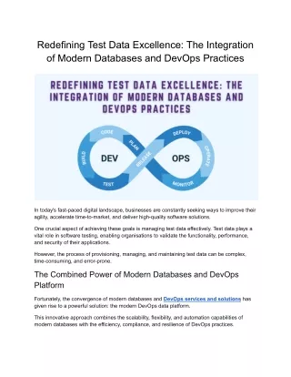 Redefining Test Data Excellence: The Integration of Modern Databases and DevOps