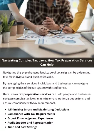 Navigating Complex Tax Laws: How Tax Preparation Services Can Help