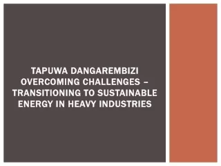Tapuwa Dangarembizi Overcoming Challenges – Transitioning to Sustainable Energy in Heavy Industries