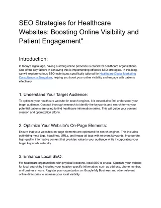 SEO Strategies for Healthcare Websites_ Boosting Online Visibility and Patient Engagement_