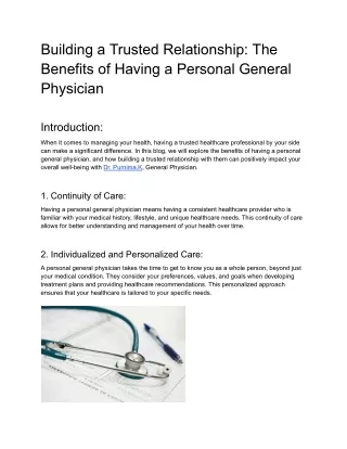 Building a Trusted Relationship_ The Benefits of Having a Personal General Physician