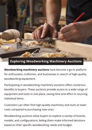 Exploring Woodworking Machinery Auctions