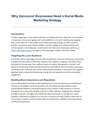 Why Vancouver Businesses Need a Social Media Marketing Strategy