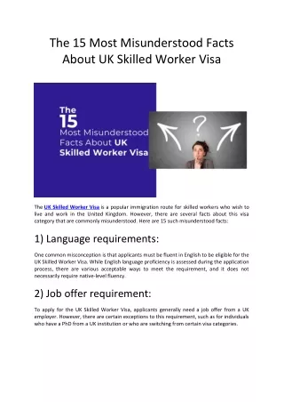 The 15 Most Misunderstood Facts About UK Skilled Worker Visa