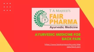 Ayurvedic Medicine For Back Pain