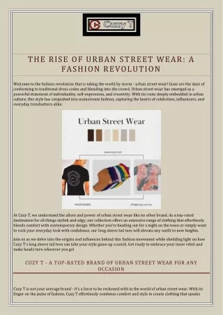 The Rise of Urban Street Wear: A Fashion Revolution