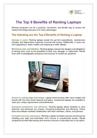 The Top 9 Benefits of Renting Laptops