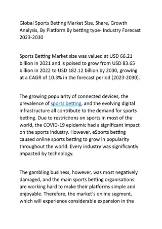 Global Sports Betting Market Size