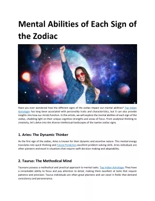 Mental Abilities of Each Sign of the Zodiac