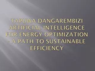 Tapuwa Dangarembizi Artificial Intelligence for Energy Optimization - A Path to Sustainable Efficiency