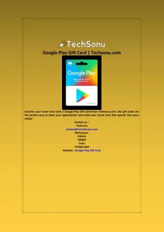 Google Play Gift Card  Techsonu com