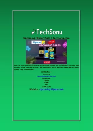 Upcoming Flipkart Sale  Techsonu com