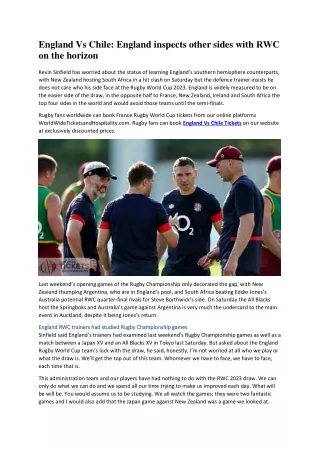 England Vs Chile: England inspects other sides with RWC on the horizon