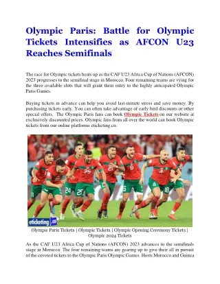 Battle for Olympic Tickets Intensifies as AFCON U23 Reaches Semifinals