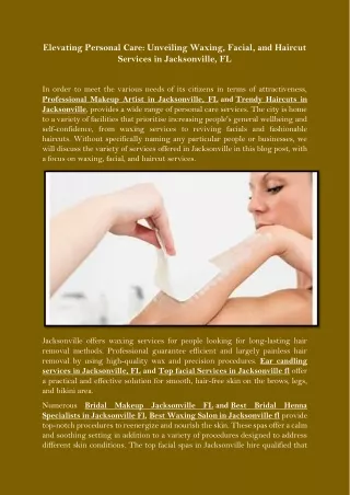 Elevating Personal Care Unveiling Waxing, Facial, and Haircut Services in Jacksonville, FL